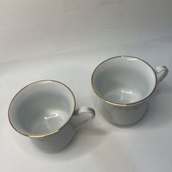 Crown Ming Fine China Jian Shiang Cup 8 Oz Each Set 2 Vintage Rose Floral Gold - Picture 4 of 6